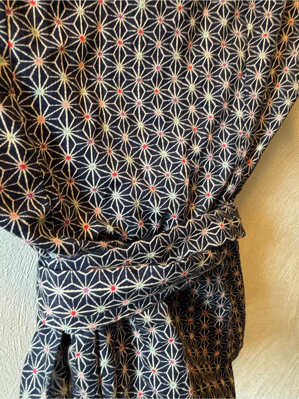 Antoine & Lili Paris 100% Cotton Wrap Blouse Navy Funky Geometric Print Size S - Picture 7 of 8